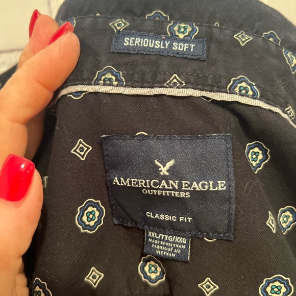 AMERICAN EAGLE long sleeve black printed dress shirt/size XXL - Picture 8 of 8